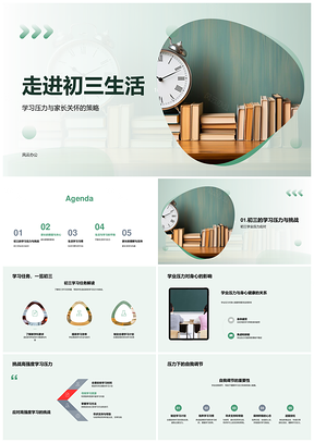 初三教育安全主任关怀书山学业压力PPT模板