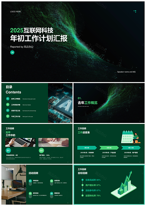 2025绿色科技互联网工作年度总结计划汇报PPT模板