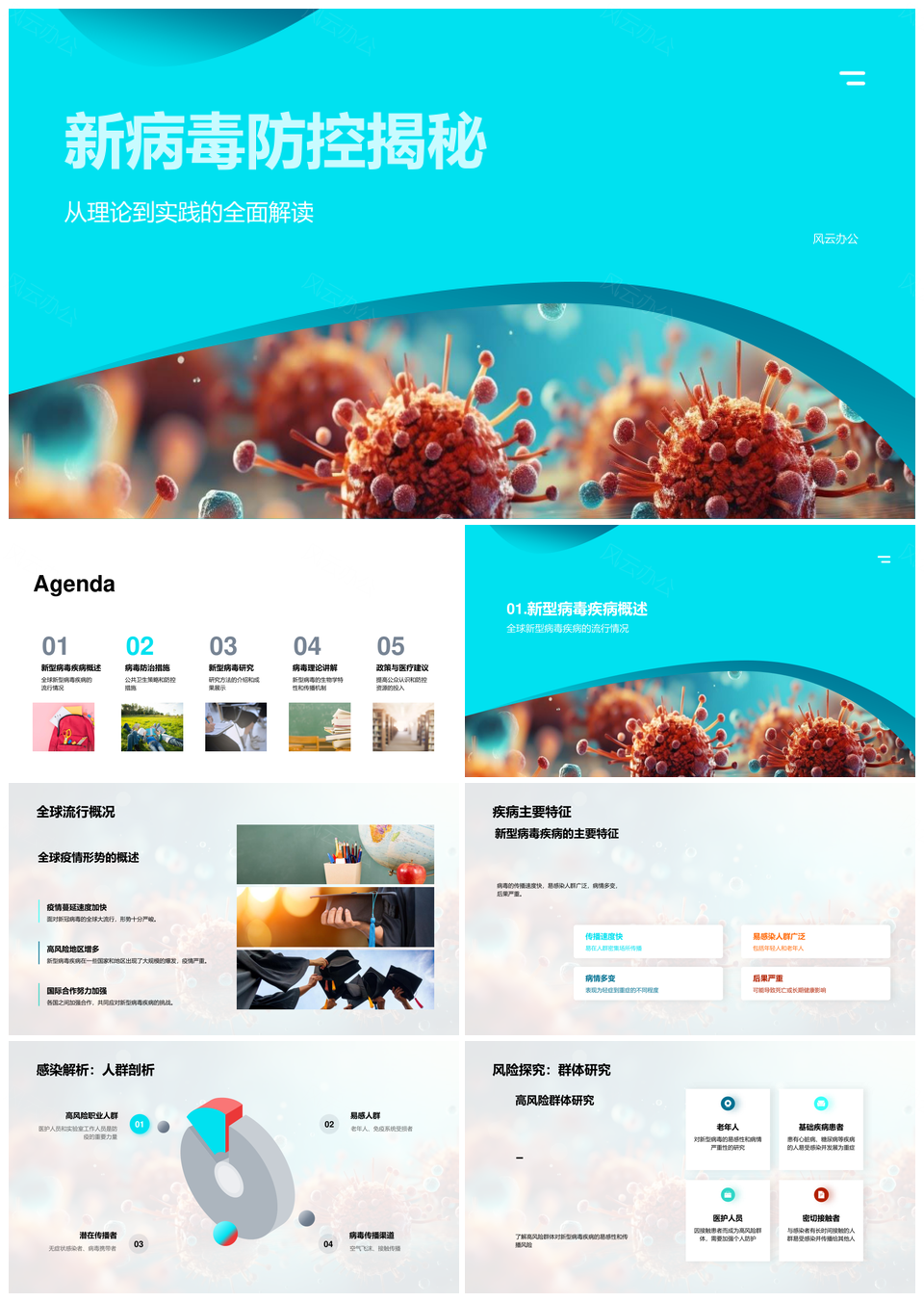 全球新病毒防控理论与实践及公卫策略疫苗防护措施PPT模板