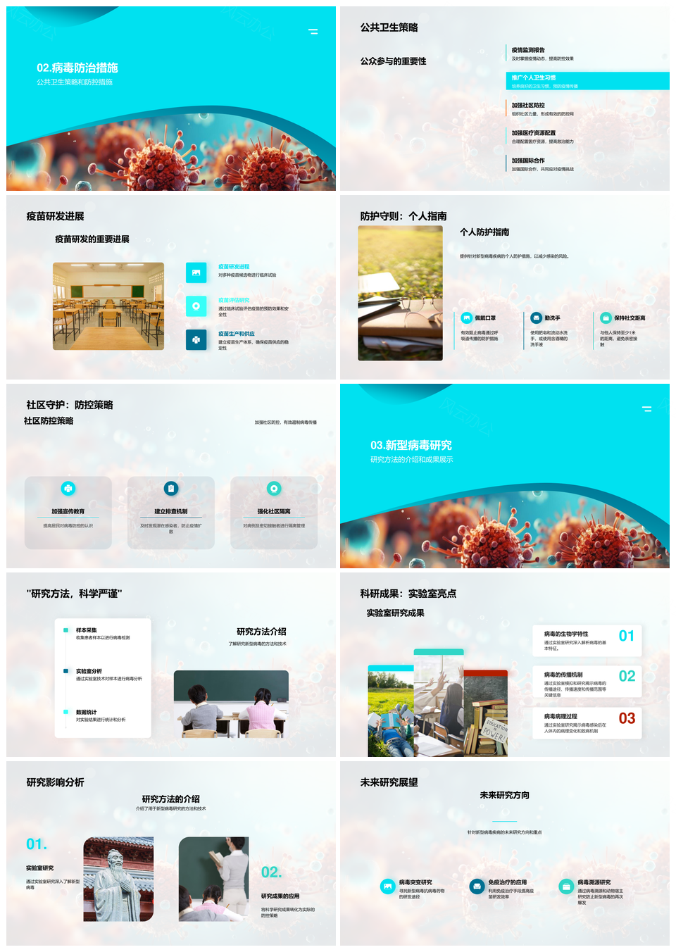 全球新病毒防控理论与实践及公卫策略疫苗防护措施PPT模板