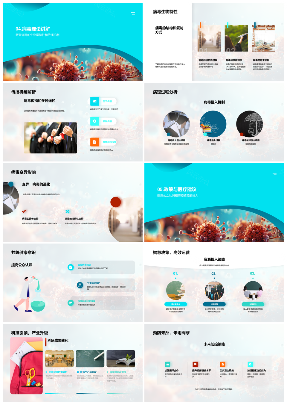 全球新病毒防控理论与实践及公卫策略疫苗防护措施PPT模板
