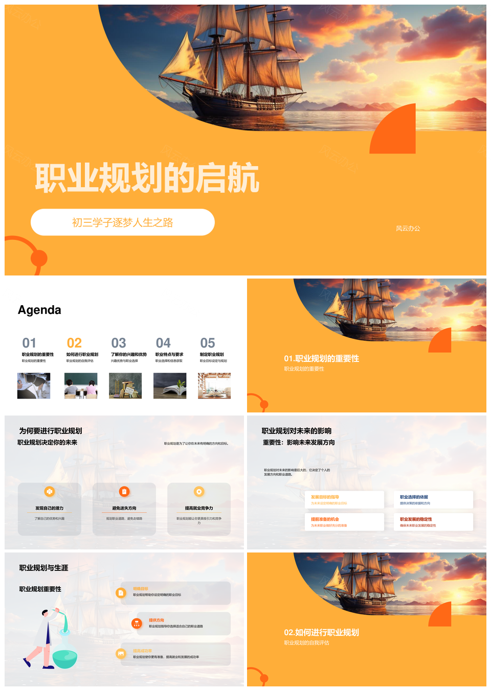 初三生涯规划扬帆探索自我优势PPT模板