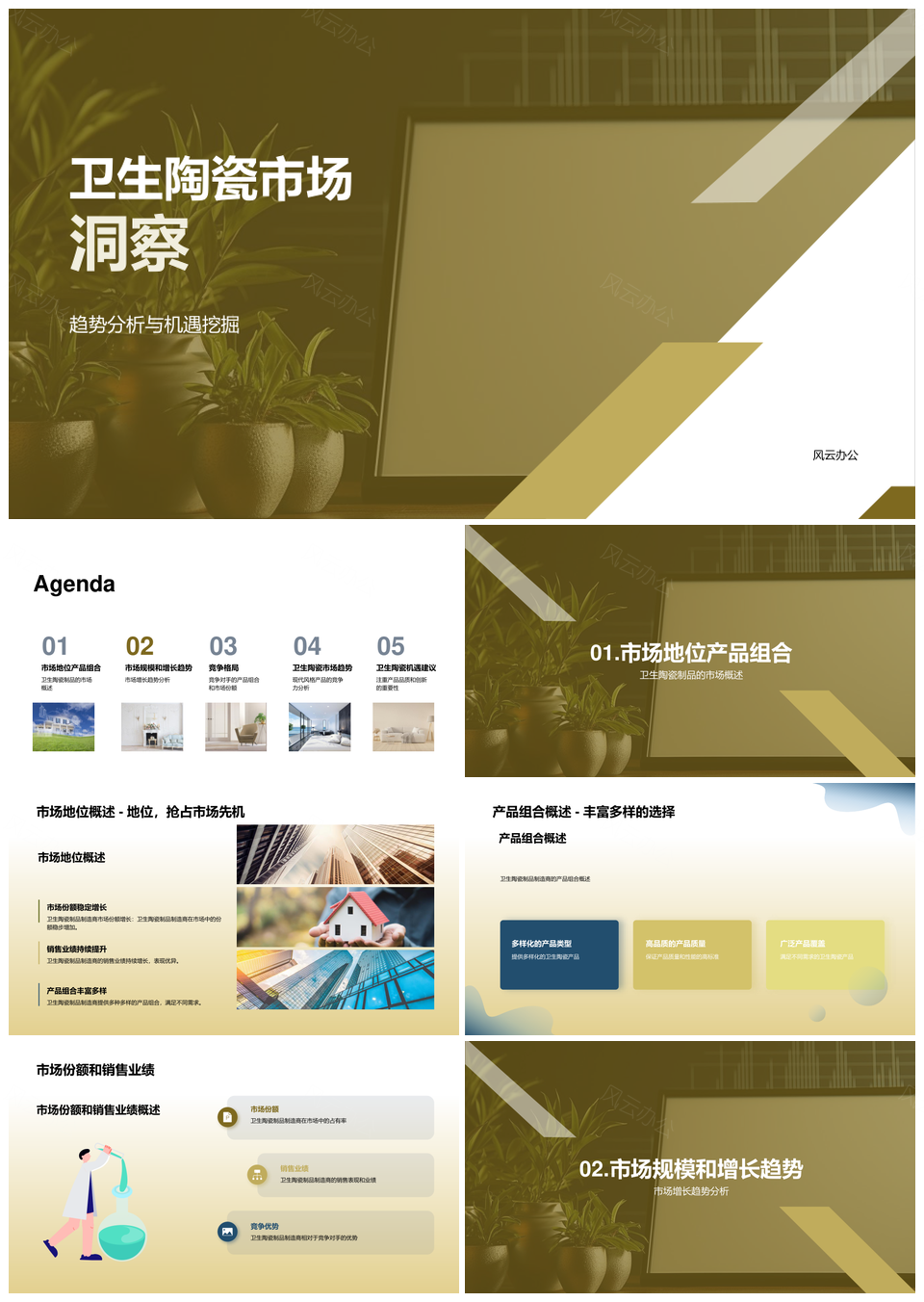 卫生陶瓷市场趋势机遇地位产品组合份额分析PPT模板