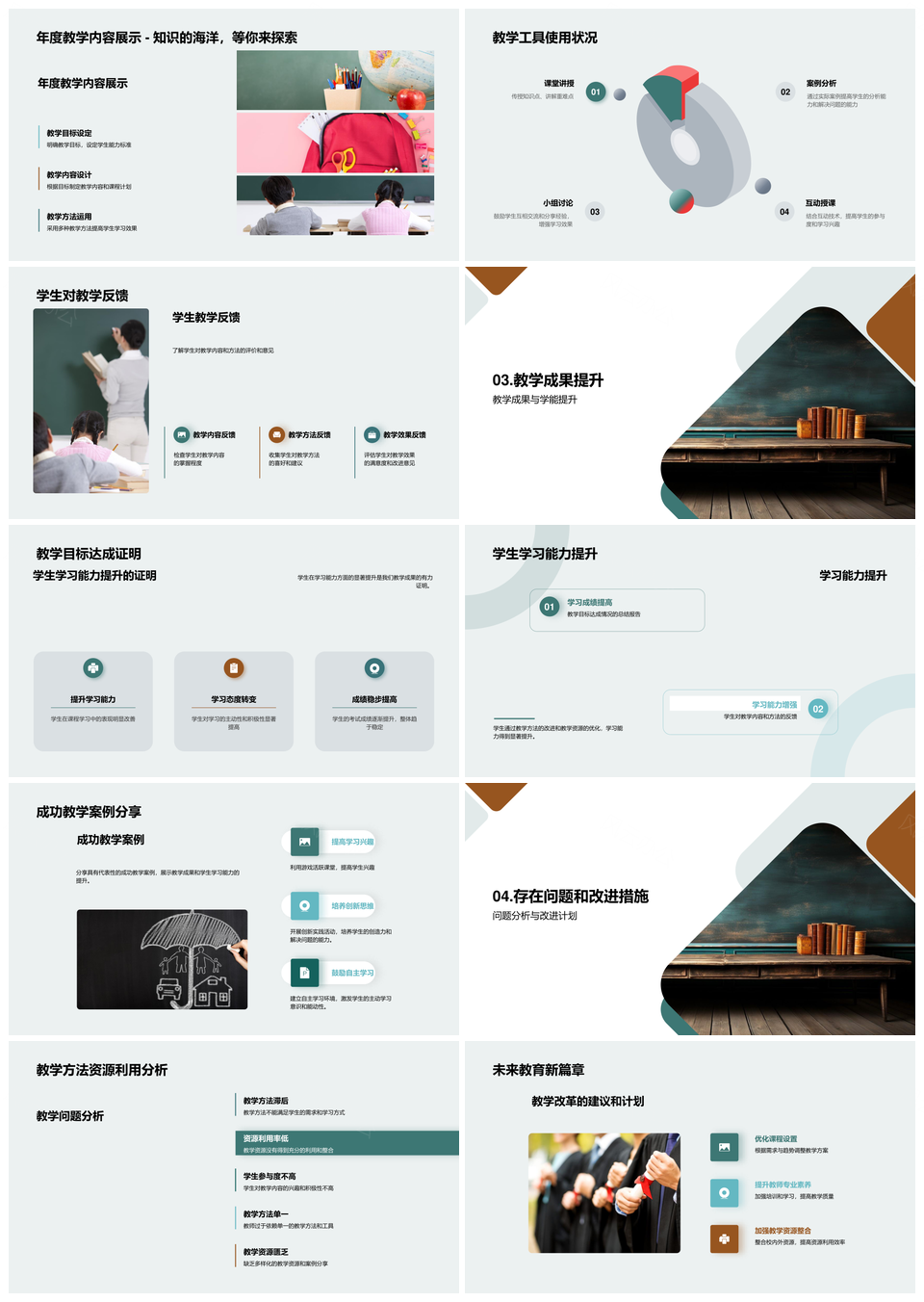 全年教学回顾展望目标计划执行内容板书PPT模板