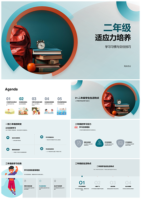 二年级适应力家校共育学习交往生活训练PPT模板
