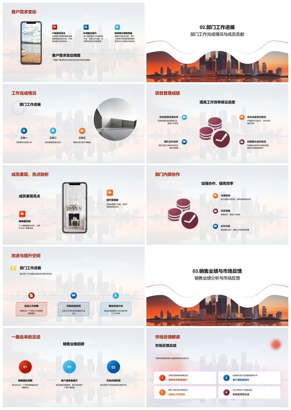 房产销售月度市场走势业绩竞争复盘PPT模板