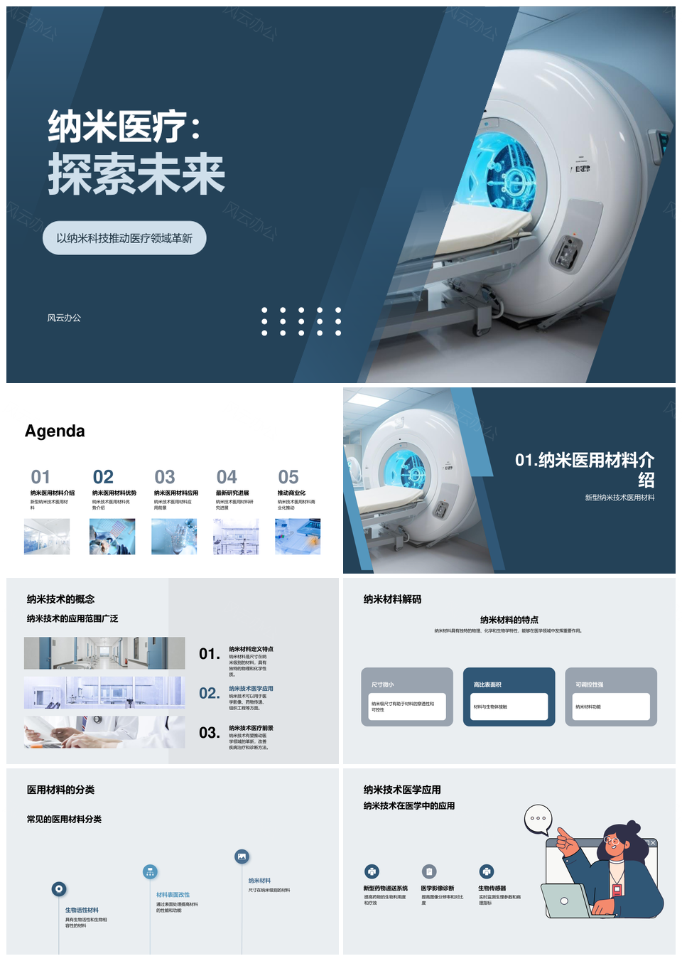 纳米医用材料医学工程器械生物医疗创新PPT模板