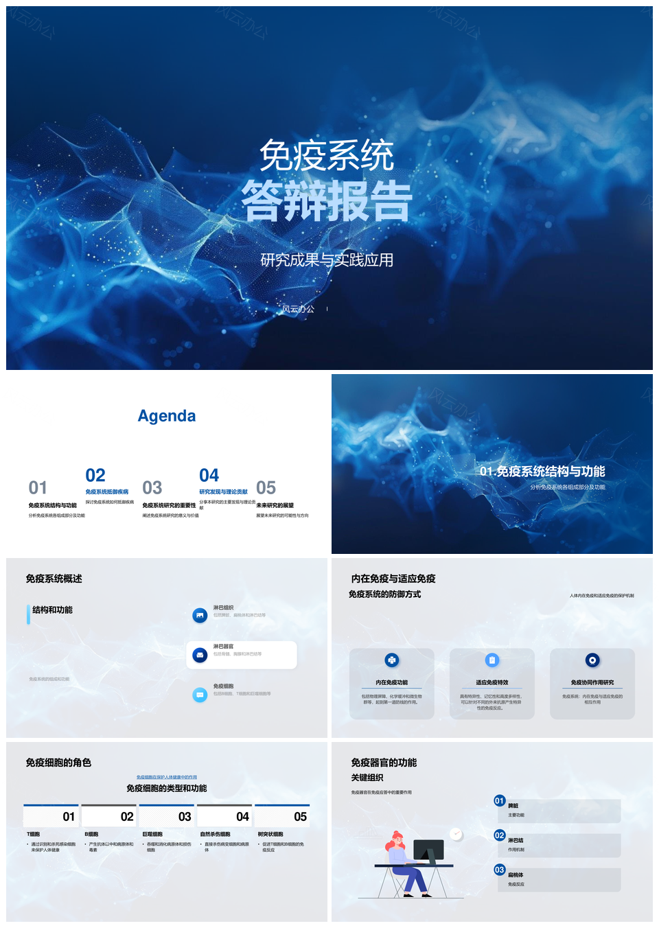 免疫系统研究实践应用毕业答辩报告PPT模板