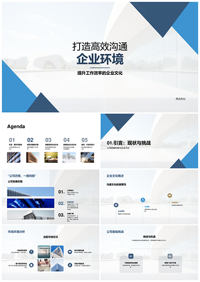高效沟通文化协作提效发展满意市场环境PPT模板