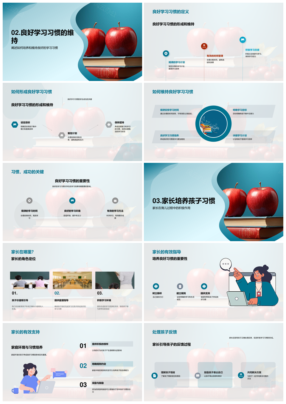 初二健康学习家长指南高效优质生活教育PPT模板