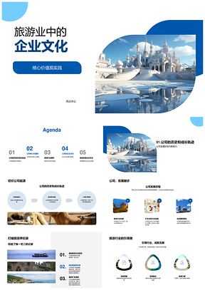 旅游企业文化新员工培训使命愿景旅行故事PPT模板