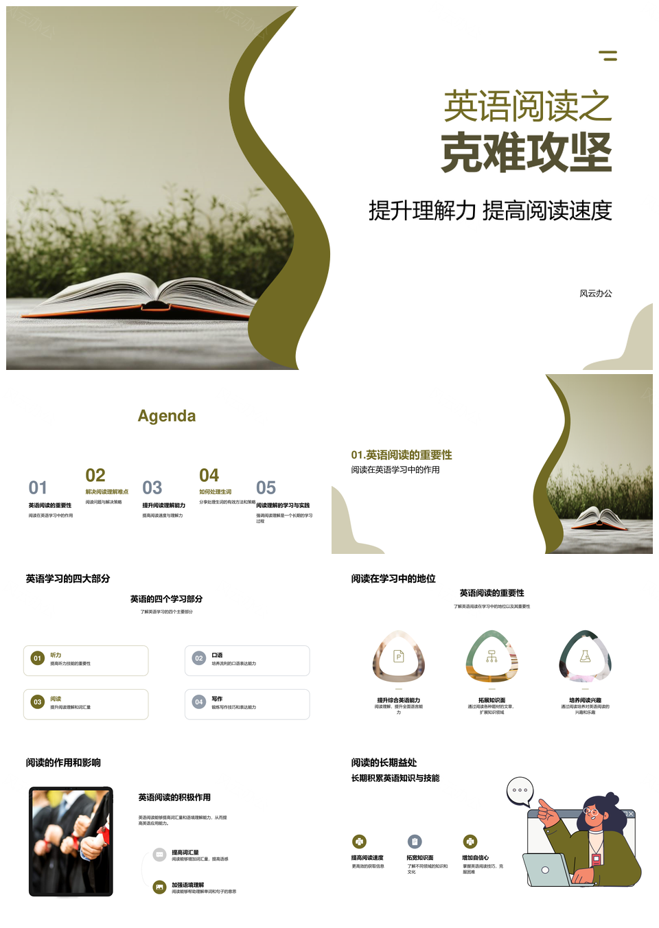 英语阅读速度理解力词汇量语境扫读略读提升PPT模板