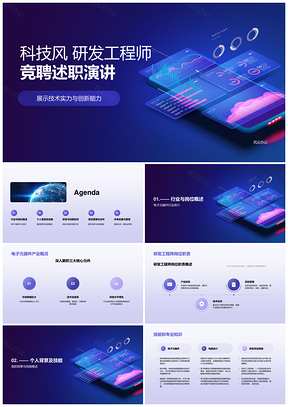 蓝色科技风研发工程师竞聘述职PPT模板