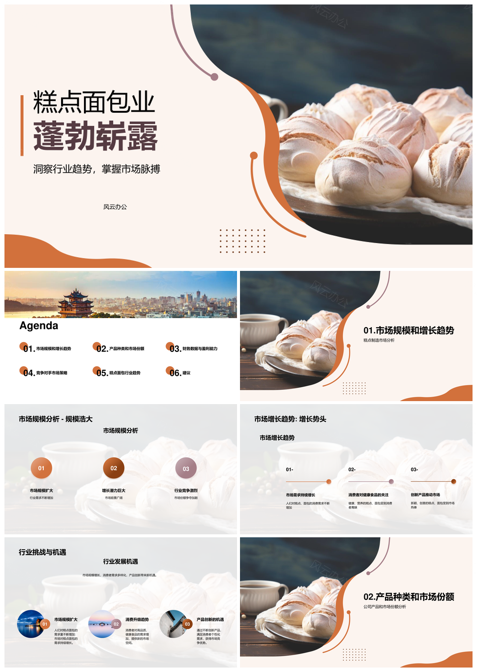 糕点面包制造行业市场规模增长趋势分析PPT模板