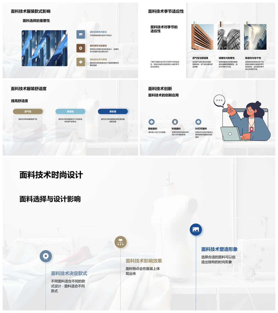 时尚专家学生必知透气柔软抗皱弹性面料技术PPT模板