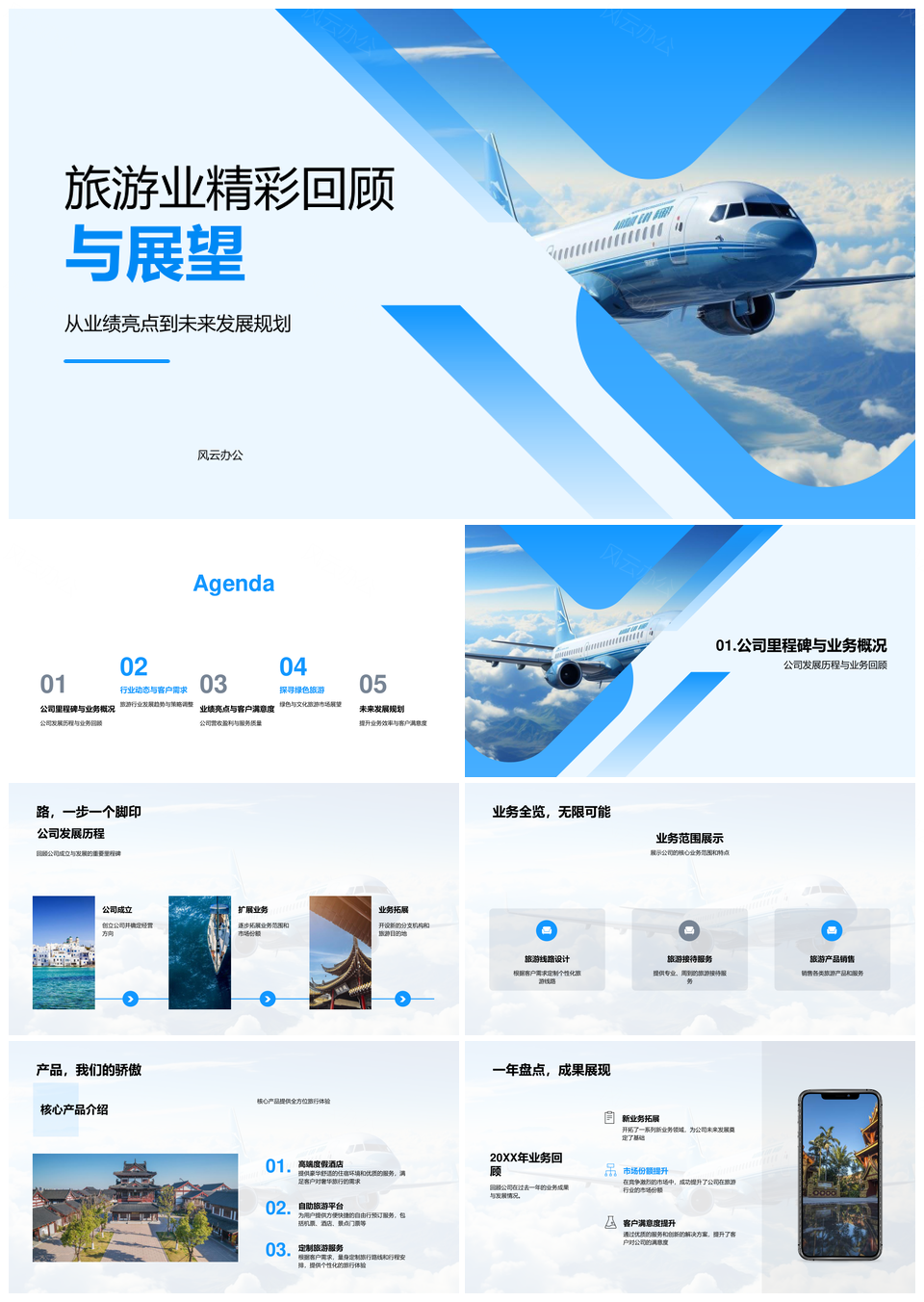 旅游业业绩回顾展望绿色服务成功案例PPT模板