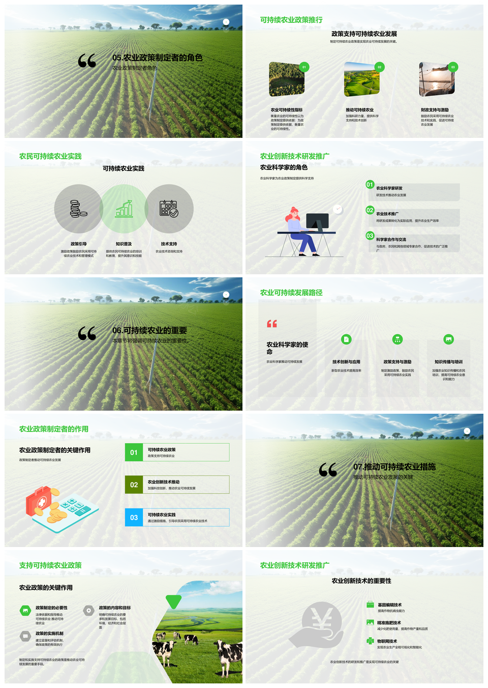 可持续农业农林牧渔现状前景与政策研讨PPT模板