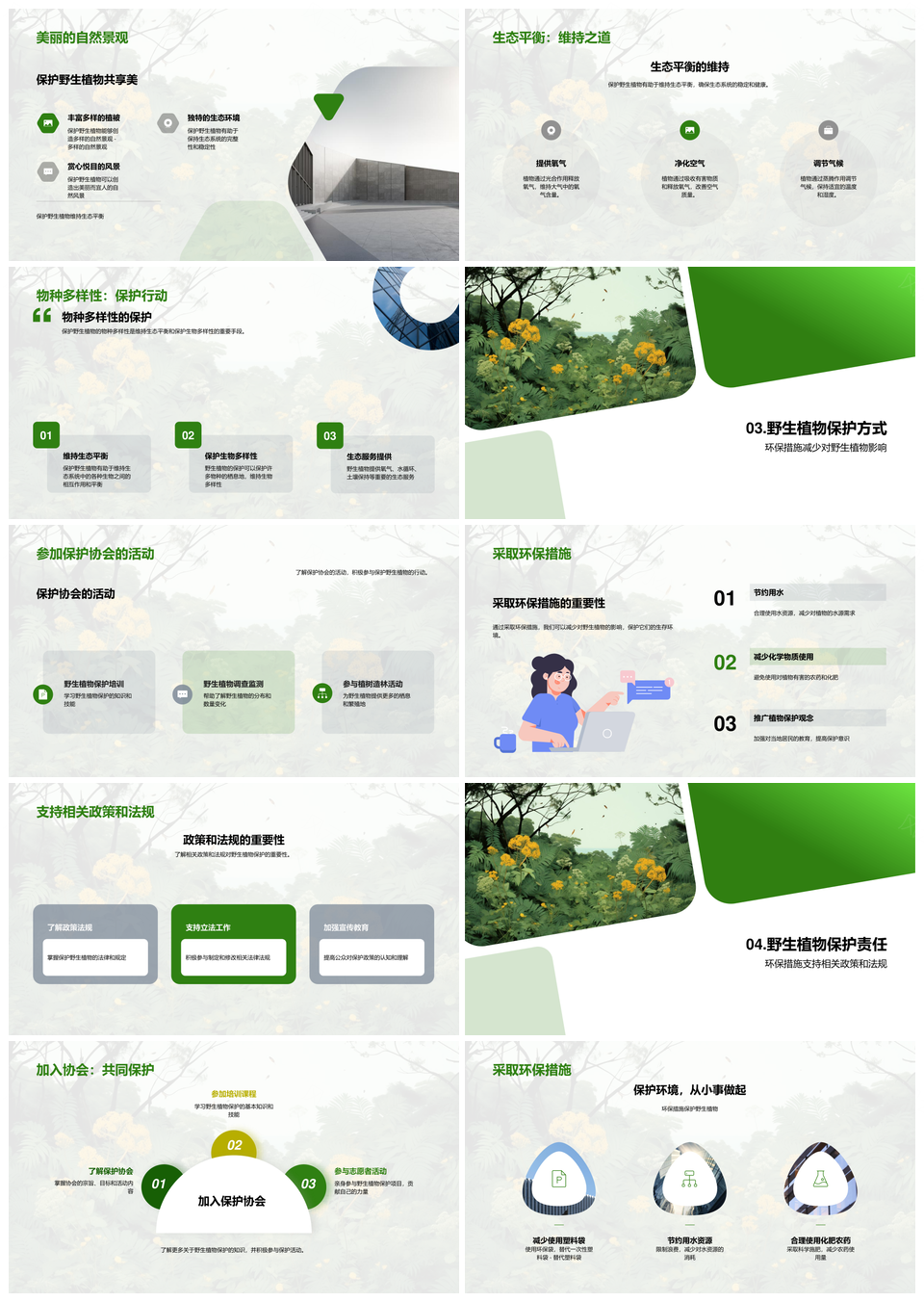 守护野生植物维系生态美丽家园PPT模板