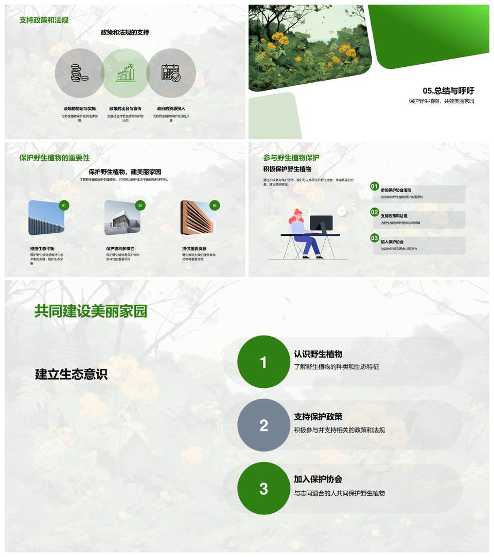 守护野生植物维系生态美丽家园PPT模板