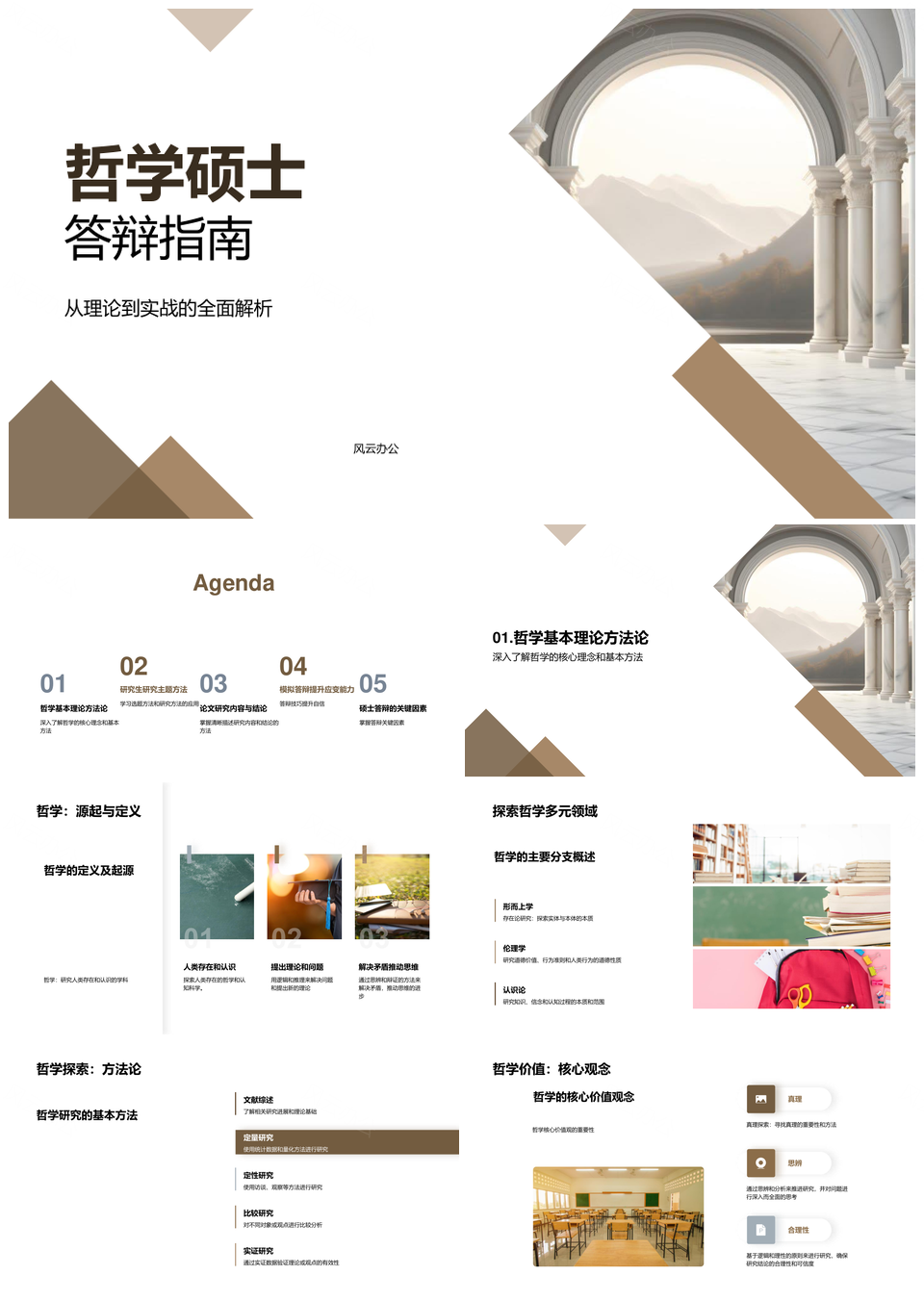 哲学硕士答辩柱式研究指南PPT模板