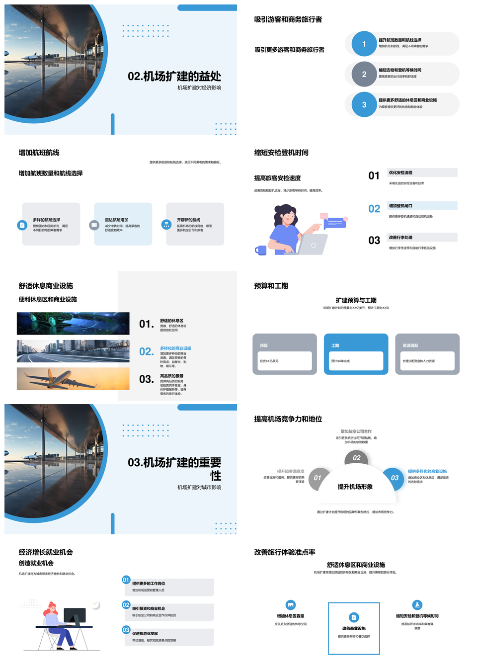 机场扩建提效增流破瓶颈促经济PPT模板