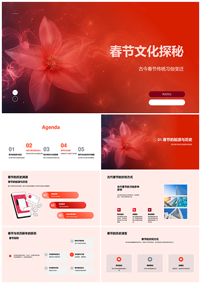 春节历史文化传统习俗艺术新媒体传播PPT模板