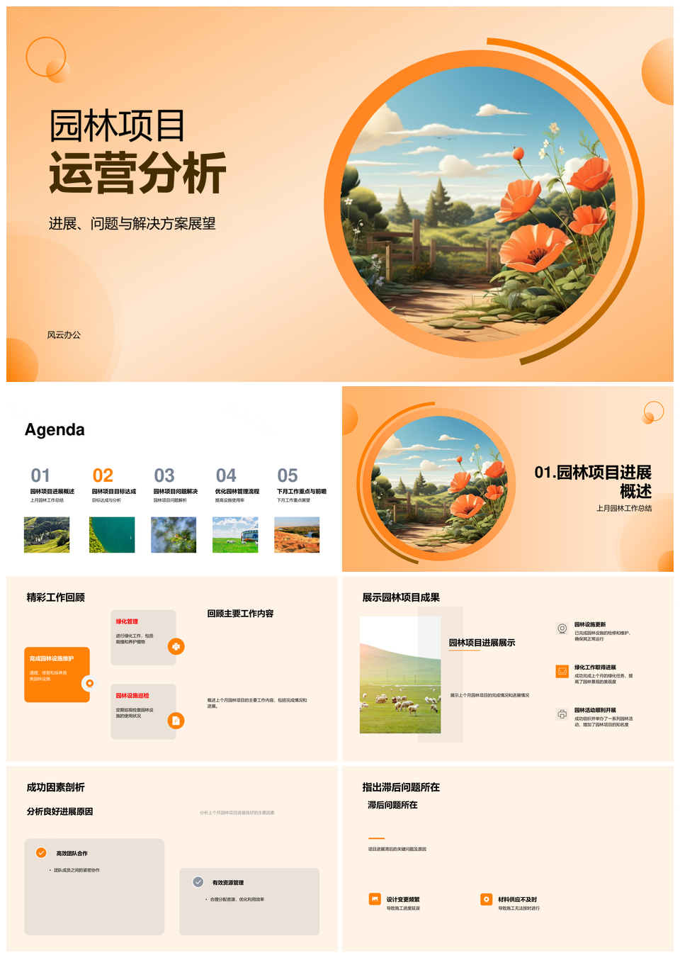 园林运营管理优化设施提升进展分析总结展望PPT模板