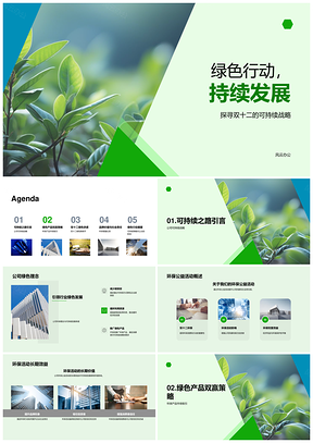 双十二绿色行动持续发展战略环保公益品牌责任PPT模板