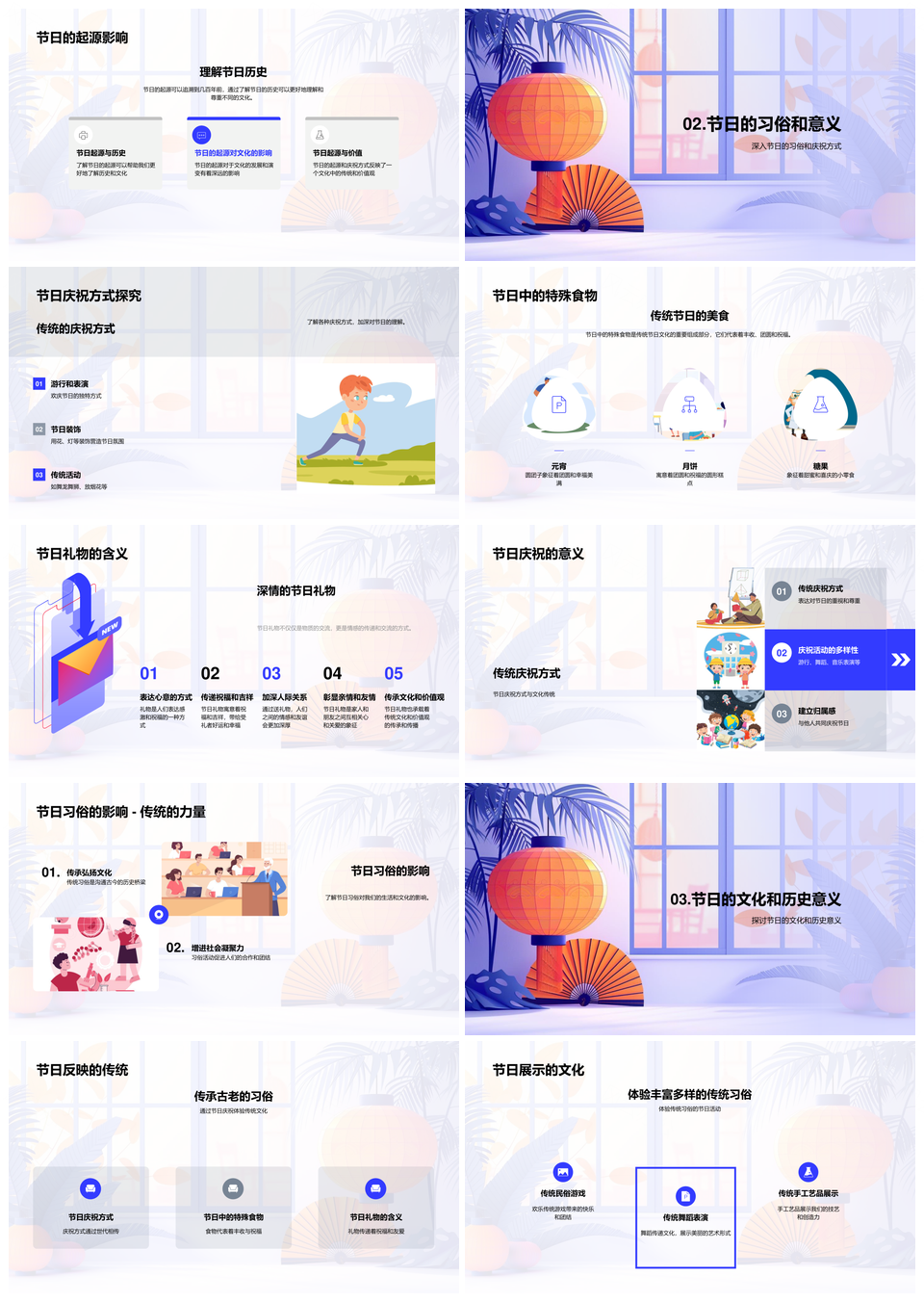 传统节日文化起源习俗历史关联班会PPT模板