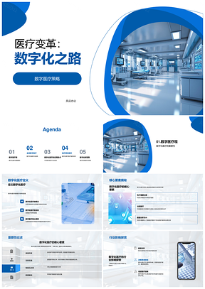 医疗数字化转型推动服务效率变革PPT模板