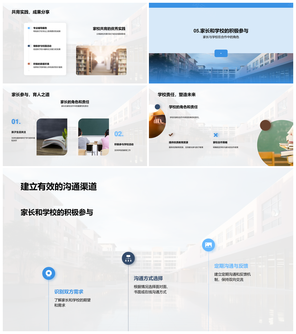 家校共育合作助力全面发展PPT模板