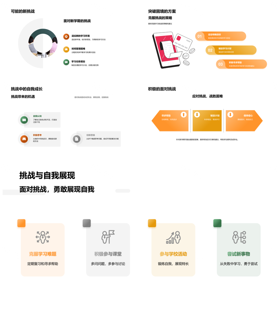 新学期新起点目标计划挑战策略技能提升活动总结PPT模板