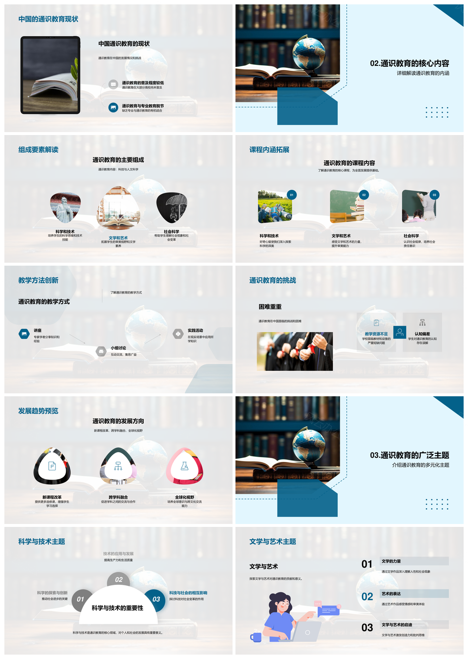 通识教育全面发展文理社科学术答辩PPT模板