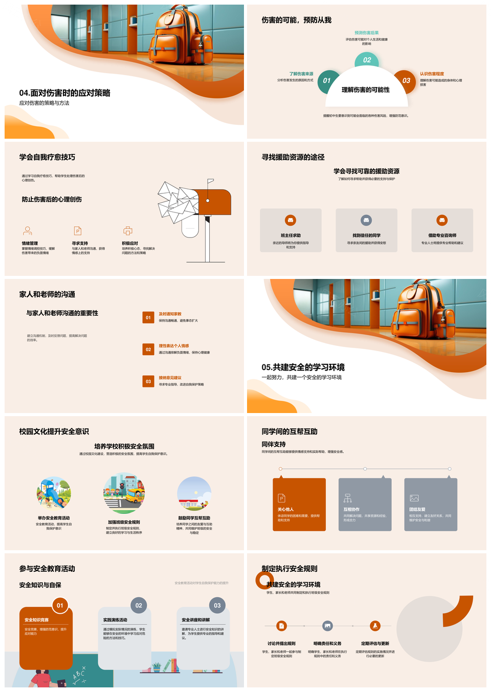 初中生安全防护与健康成长挑战PPT模板