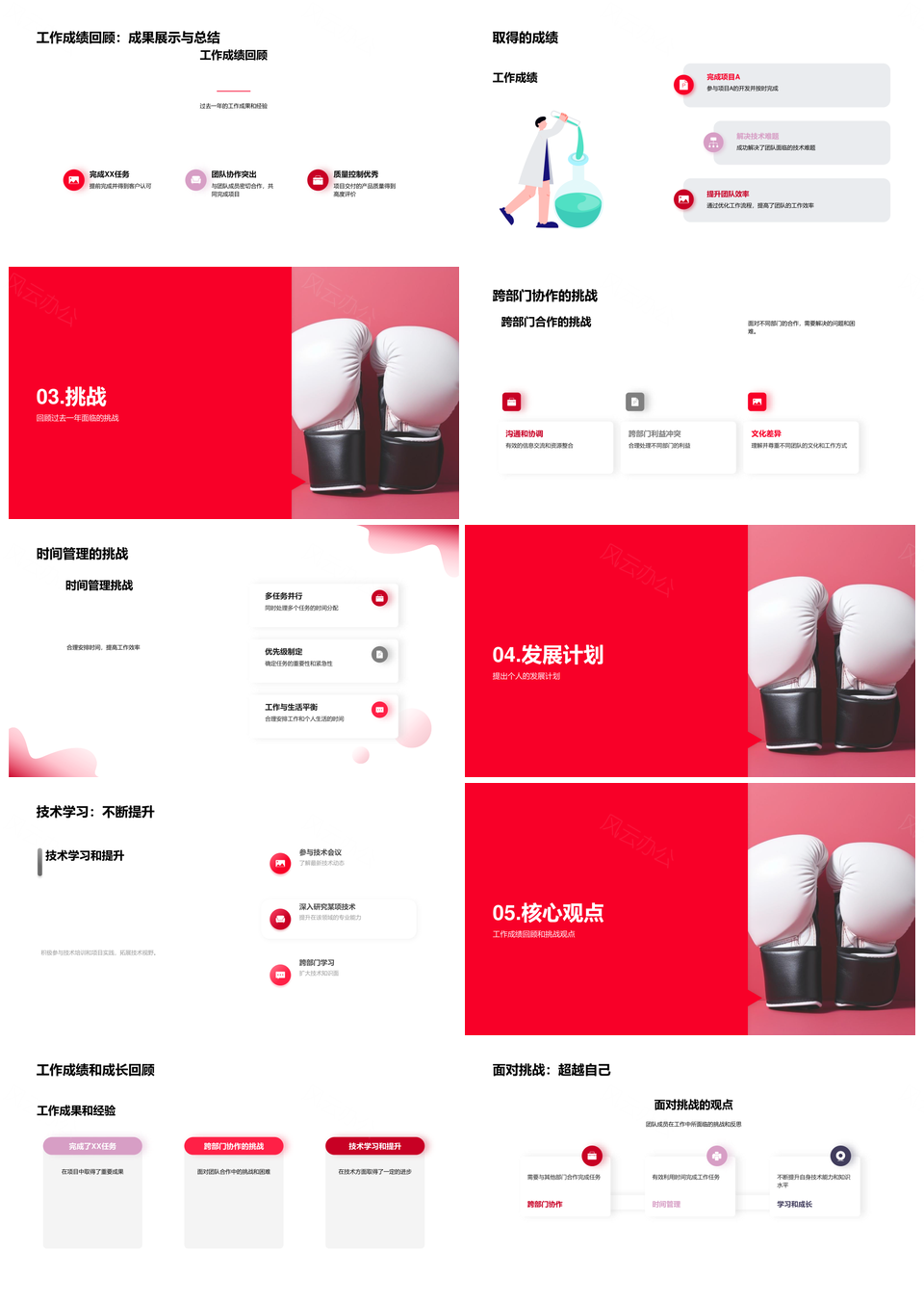 团队成员拼搏成果经验总结发展目标拳力未来PPT模板