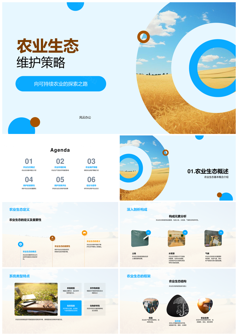 绿色农业生态护水利促小麦田安全生产PPT模板