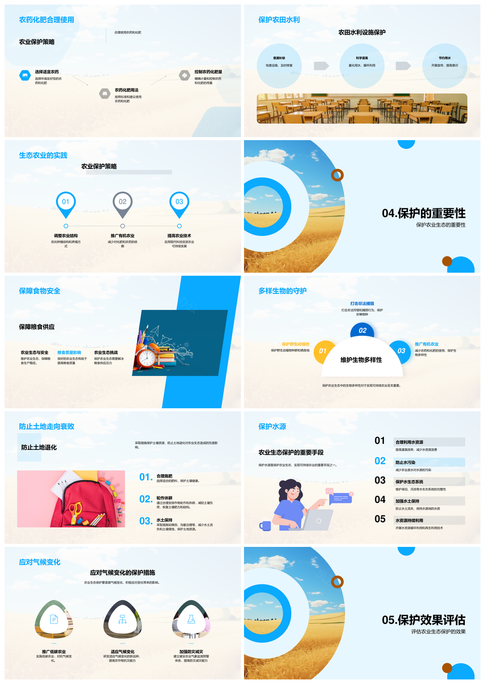 绿色农业生态护水利促小麦田安全生产PPT模板