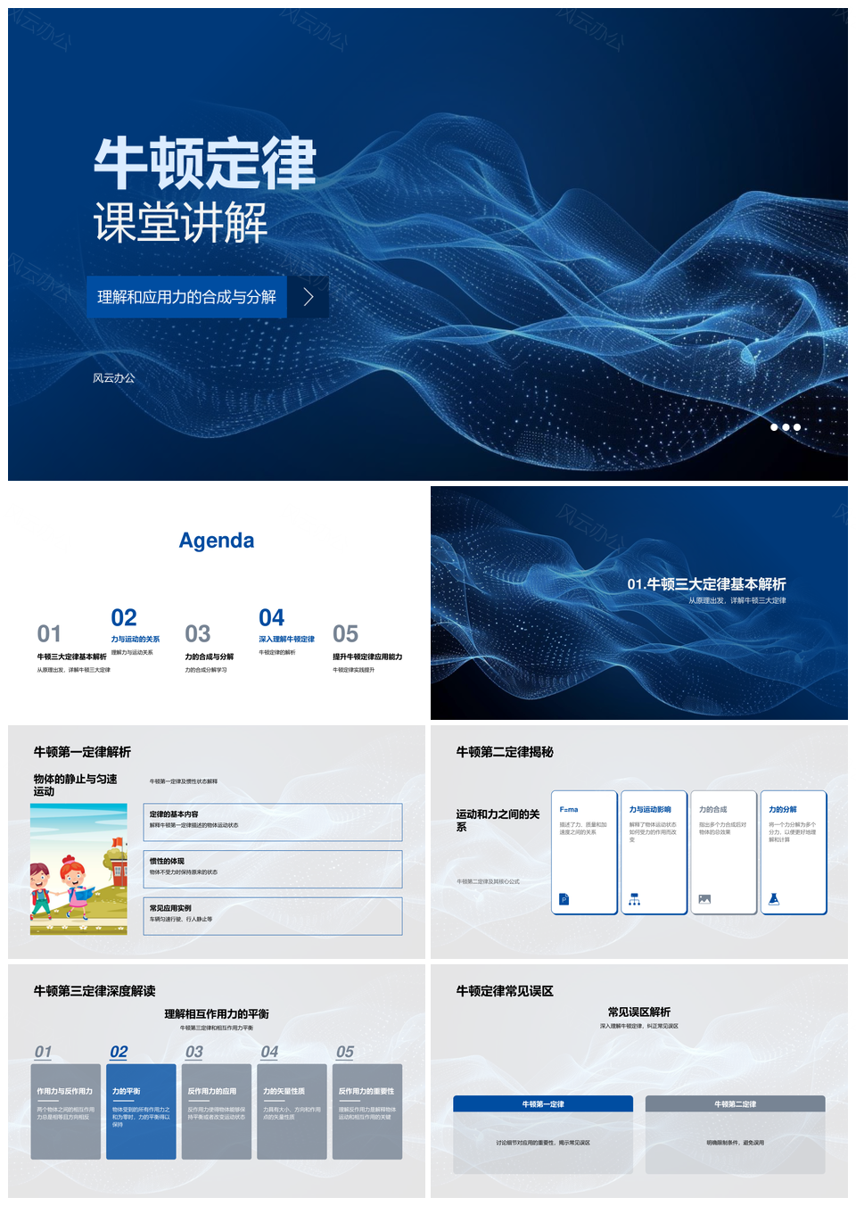 牛顿定律力合成分解教学解析PPT模板