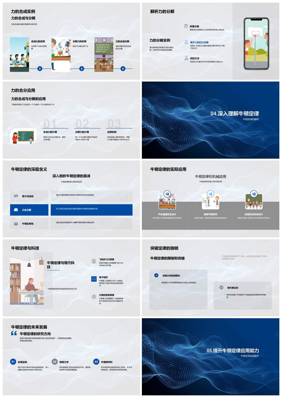 牛顿定律力合成分解教学解析PPT模板