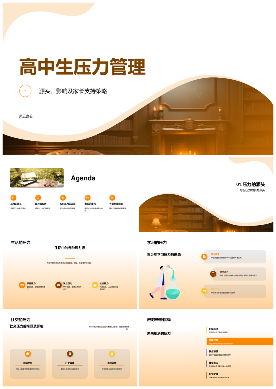 高中生压力管理家长教师应对策略PPT模板