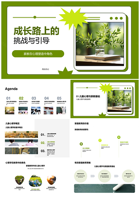 家庭教育点亮自信沟通引导反叛期挑战精神PPT模板