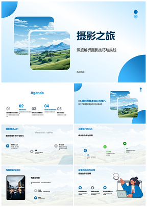 摄影师摄影之旅DSLR相机镜头光圈快门技巧PPT模板