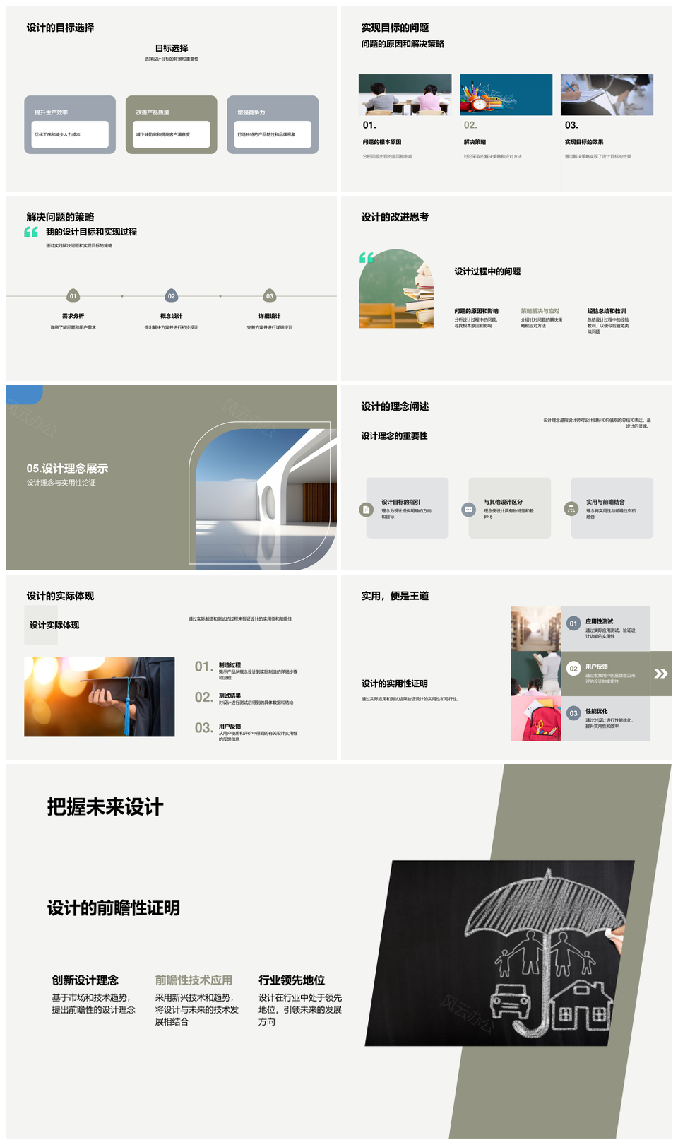 工程设计教培答辩理念步骤实用前瞻解题蓝图PPT模板