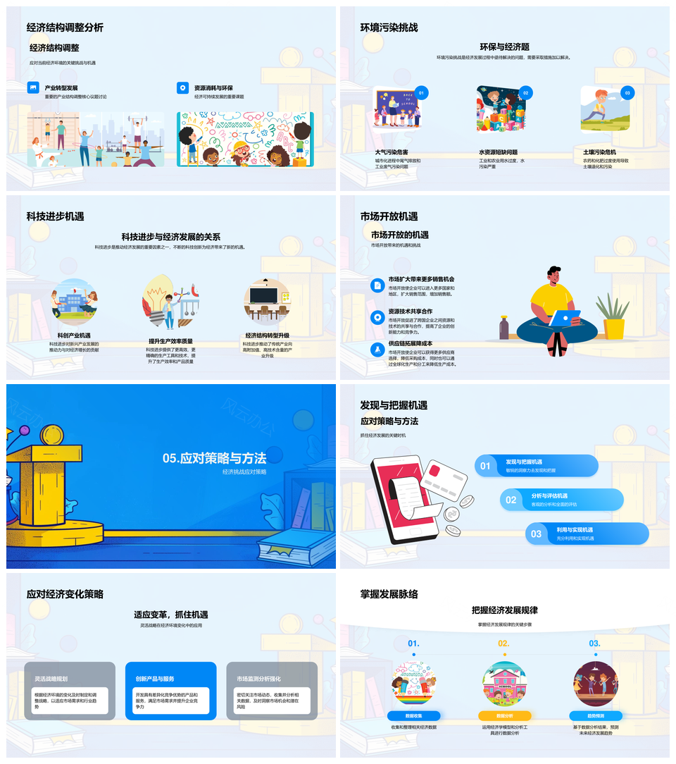 经济环境挑战机遇波动结构调整科技环保开放市场PPT模板