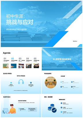 初中生涯挑战应对成功规划学习方法PPT模板