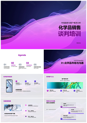 化学品销售谈判培训市场趋势需求商务礼仪沟通信任情感产品知识PPT模板