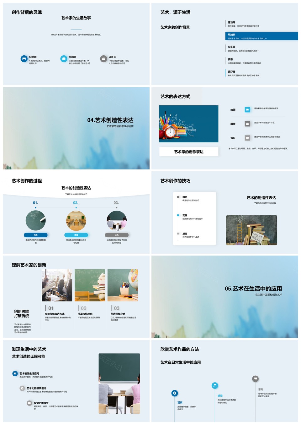 艺术世界多元画笔巨匠之旅PPT模板