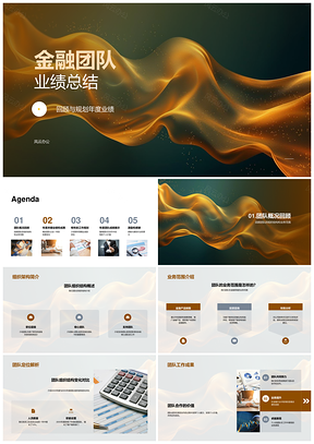 金融团队年度业绩成果总结与业务规划PPT模板