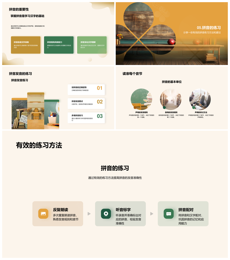 汉语拼音声韵调练习提升阅读汉字学习黑板PPT模板