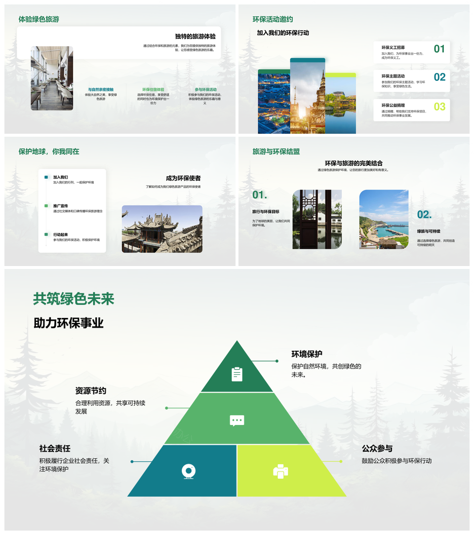 绿色旅游产品环保活动守护森林生态体验官网购PPT模板